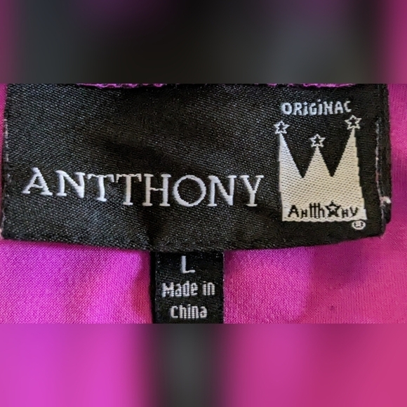 Pre-owned Antthony purple long sleeve overthrow shirt overlay size L TG - Picture 3 of 3